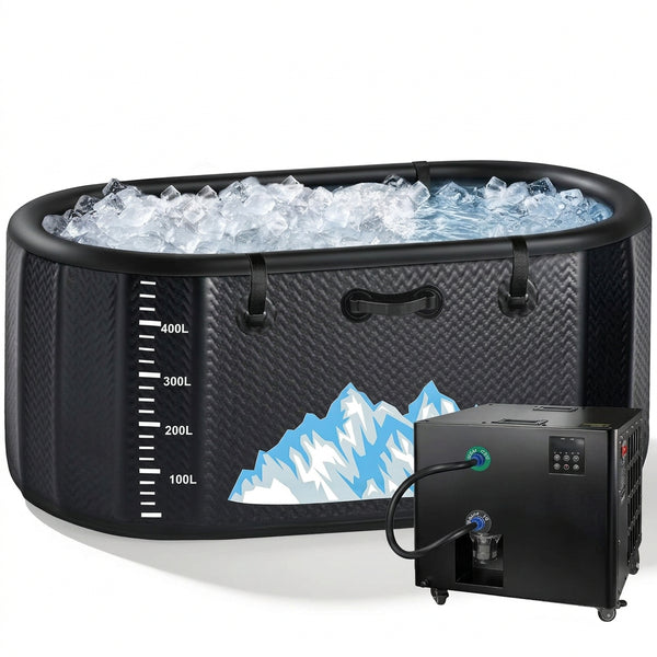 Cold Plunge Tub, 248 Gallon, 1 Horsepower, Heavy-Duty Ice Bath Tub for Athletes with Hot & Cold, Portable Inflatable Plunge Chiller with Water Treatment Kit, Immersion Therapy, Wifi (Black, 1 Set)