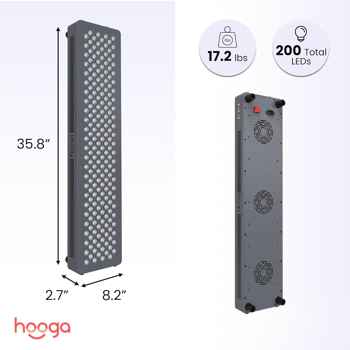 Red Light Therapy Panel, Full Body – HG1000, 660Nm Red & 850Nm near Infrared, 200 Leds, Timer & Door Hanging Kit